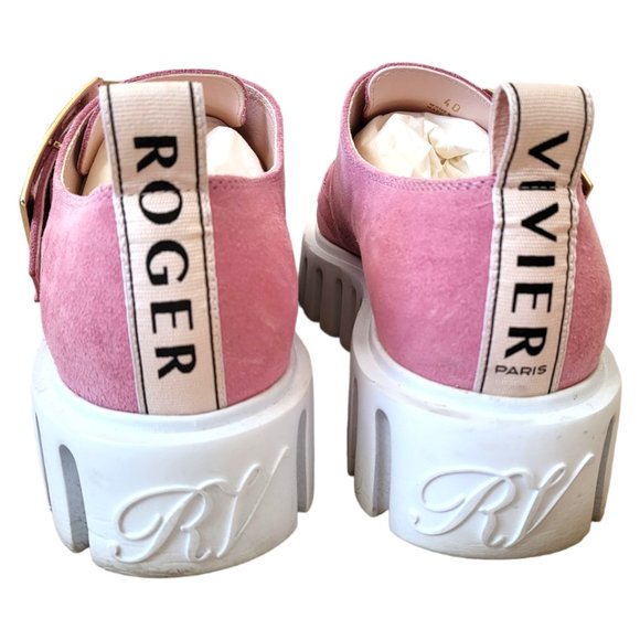 Roger Vivier Pink Suede Go-Thick Loafer Size 40 - Picture 1 of 4
